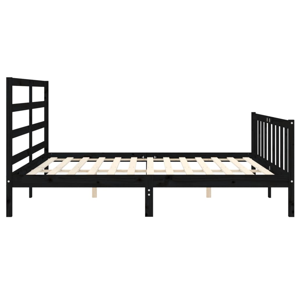 Bed Frame without Mattress Black 200x200 cm Solid Wood Pine