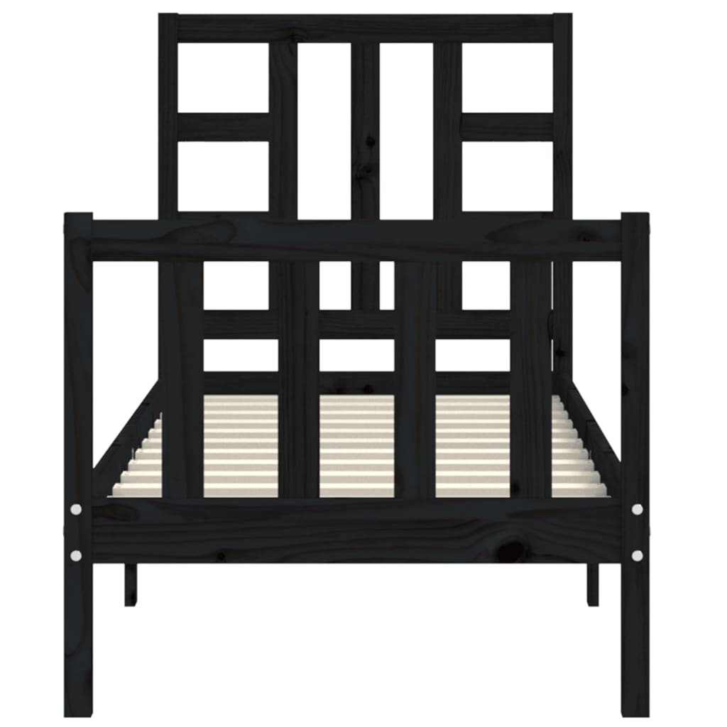 Bed Frame without Mattress Black Small Single Solid Wood Pine