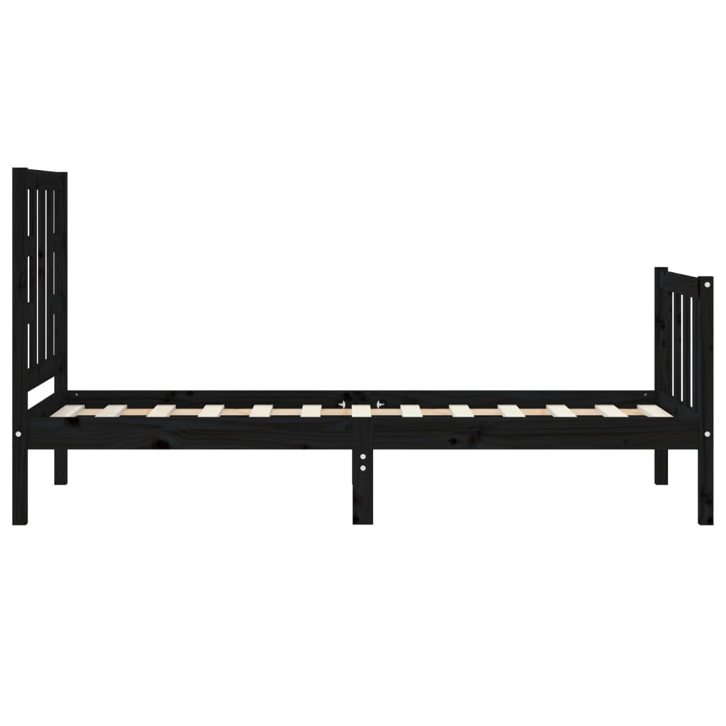 Bed Frame without Mattress Black Small Single Solid Wood Pine