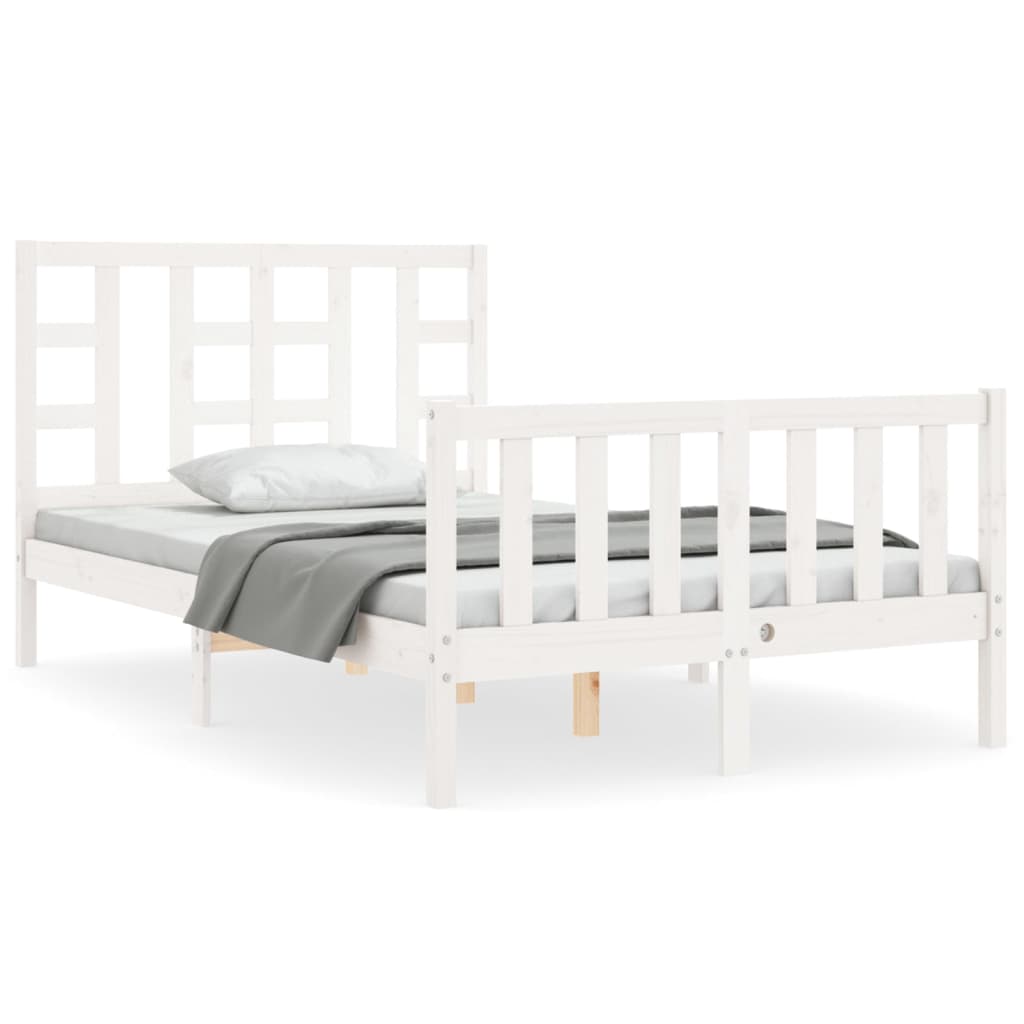 Bed Frame without Mattress White Small Double Solid Wood Pine
