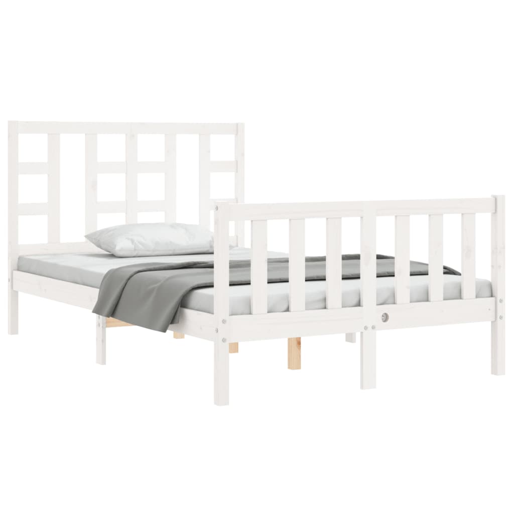Bed Frame without Mattress White Small Double Solid Wood Pine