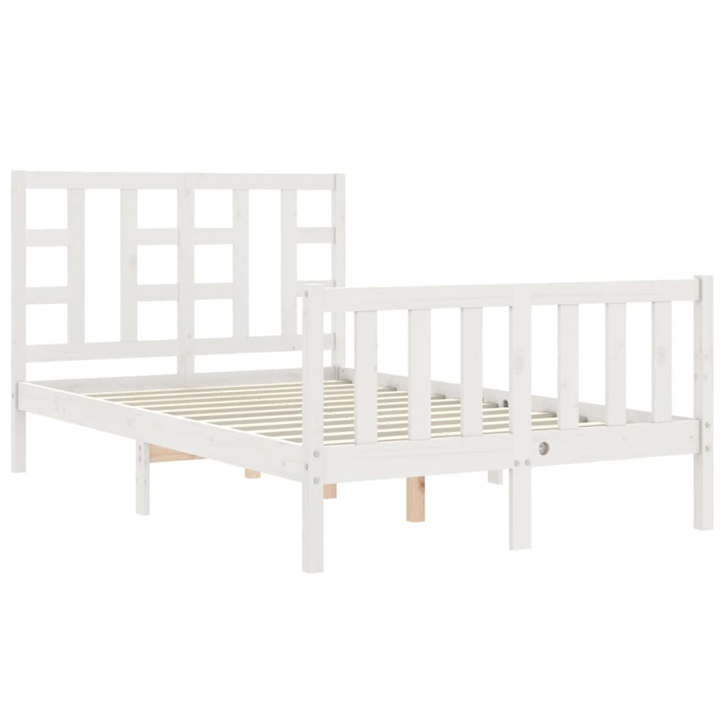 Bed Frame without Mattress White Small Double Solid Wood Pine