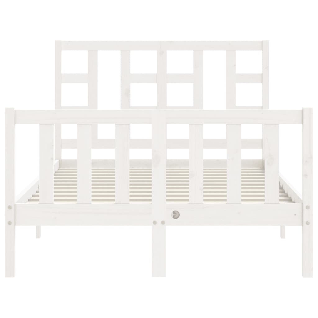 Bed Frame without Mattress White Small Double Solid Wood Pine