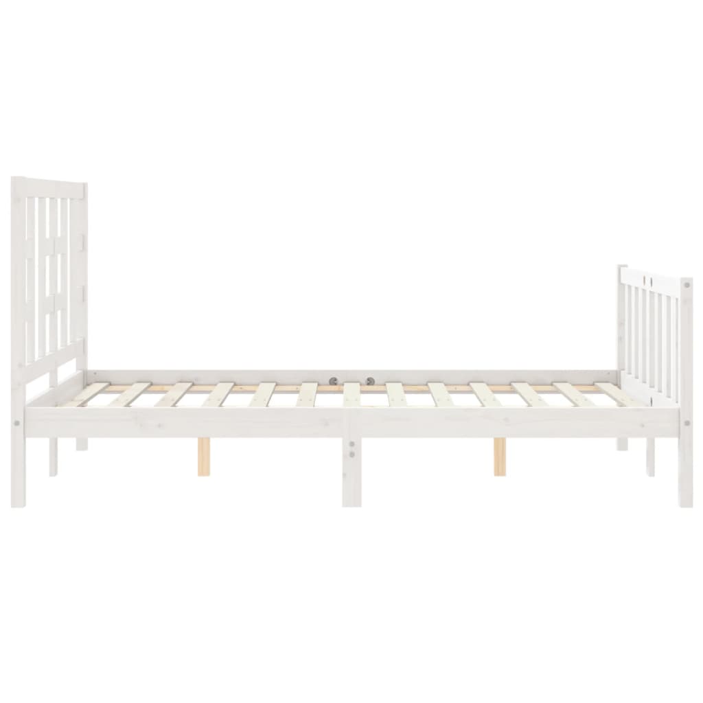 Bed Frame without Mattress White Small Double Solid Wood Pine