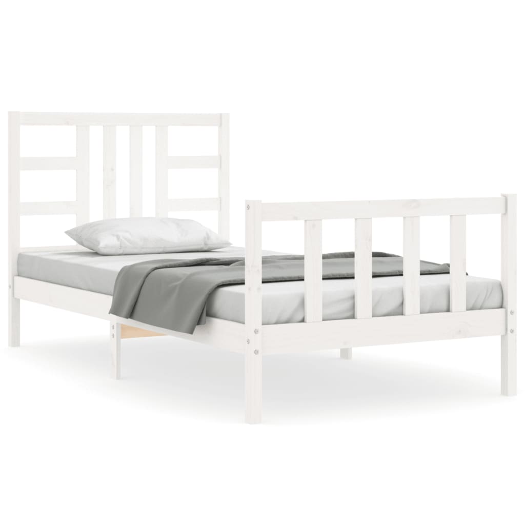 Bed Frame without Mattress White 100x200 cm Solid Wood Pine