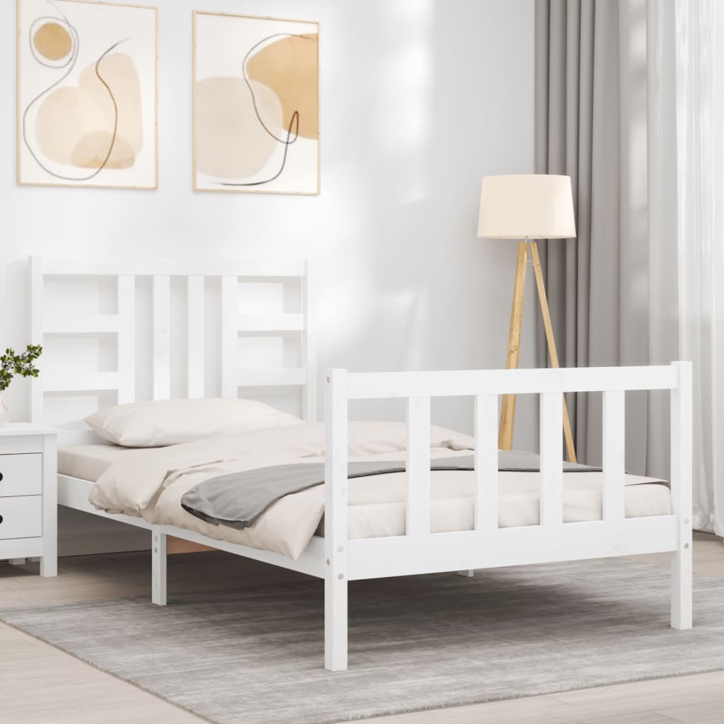 Bed Frame without Mattress White 100x200 cm Solid Wood Pine