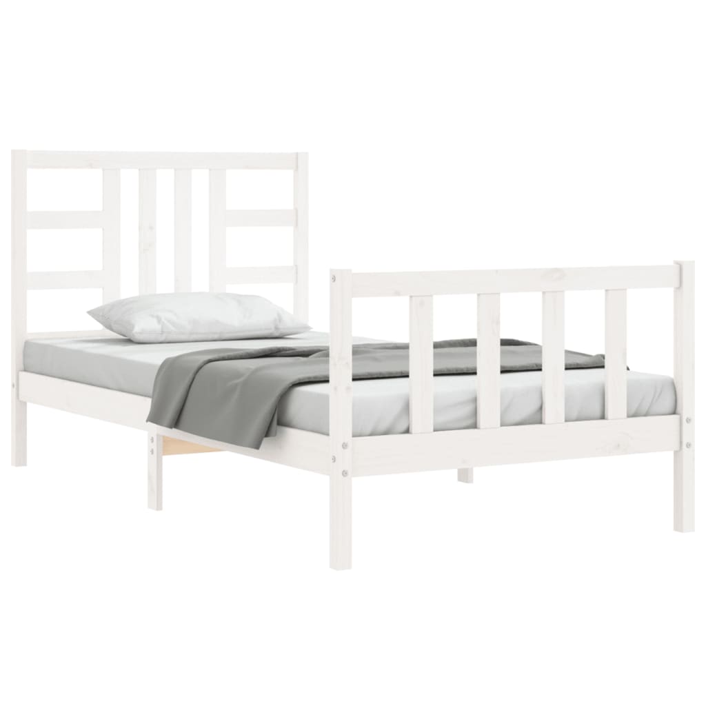 Bed Frame without Mattress White 100x200 cm Solid Wood Pine
