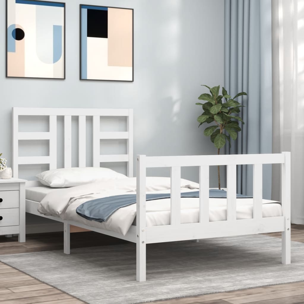 Bed Frame without Mattress White 100x200 cm Solid Wood Pine