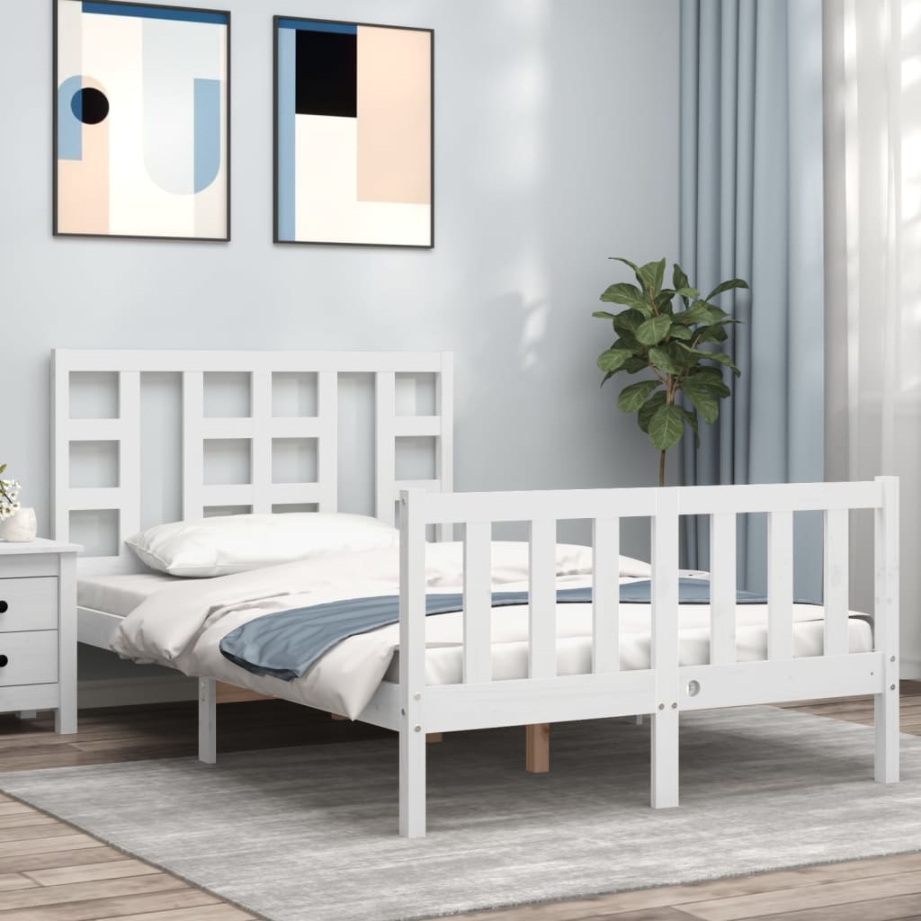 Bed Frame without Mattress White 120x200 cm Solid Wood Pine