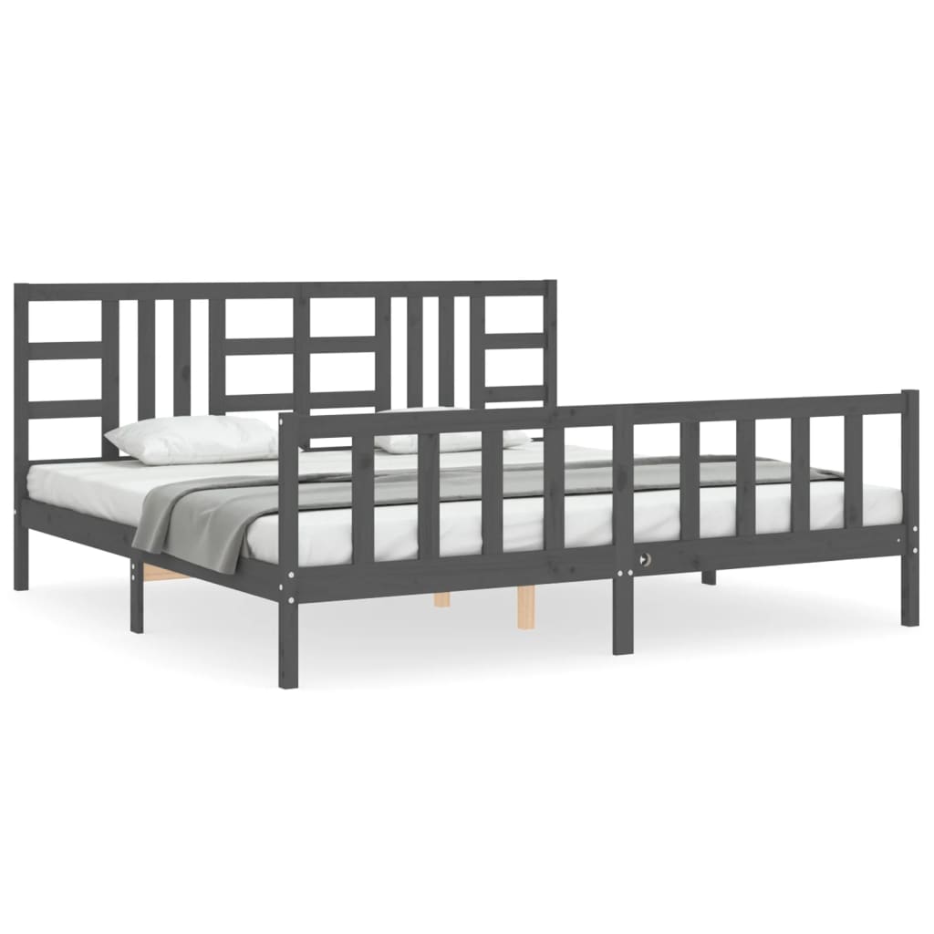Bed Frame without Mattress Grey 200x200 cm Solid Wood Pine