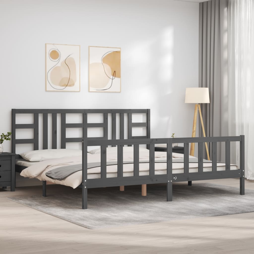 Bed Frame without Mattress Grey 200x200 cm Solid Wood Pine