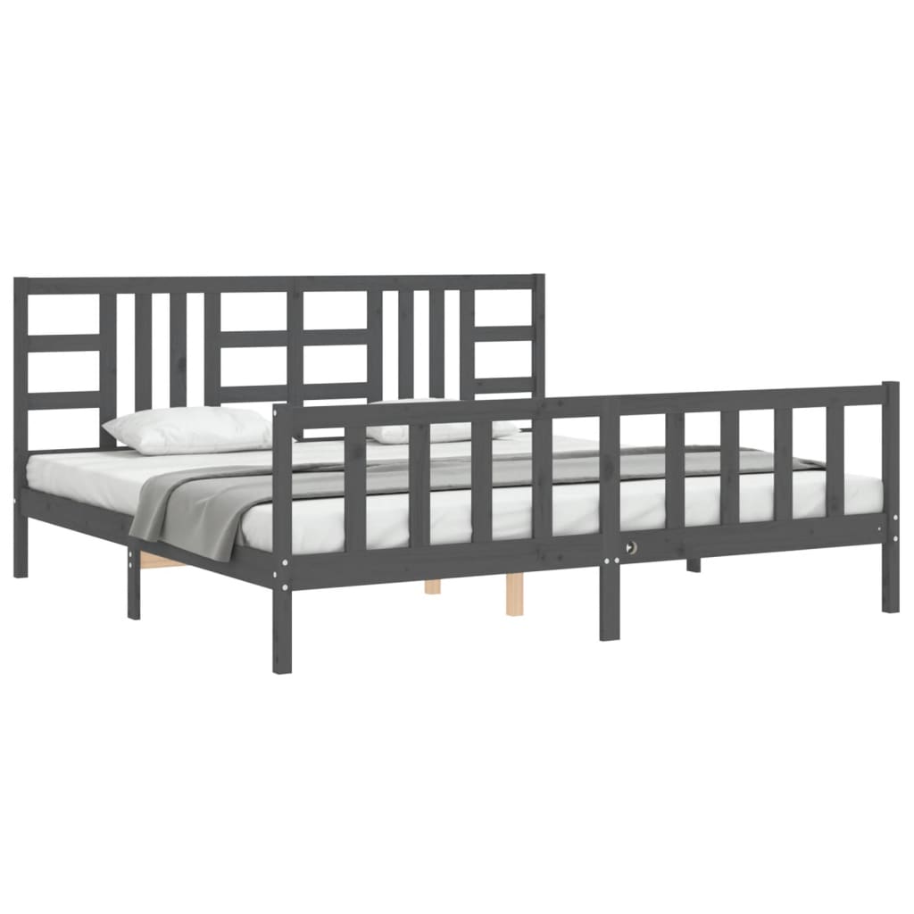 Bed Frame without Mattress Grey 200x200 cm Solid Wood Pine