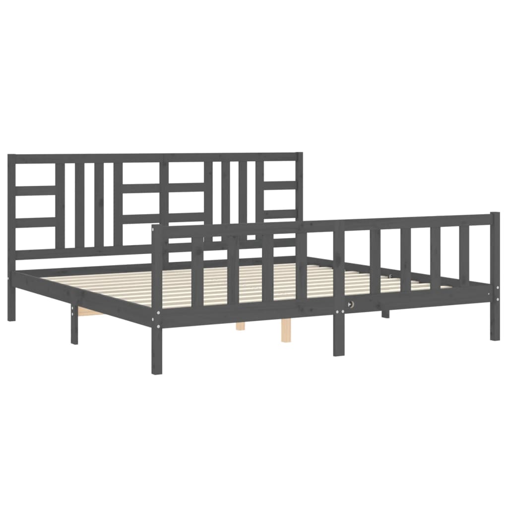 Bed Frame without Mattress Grey 200x200 cm Solid Wood Pine