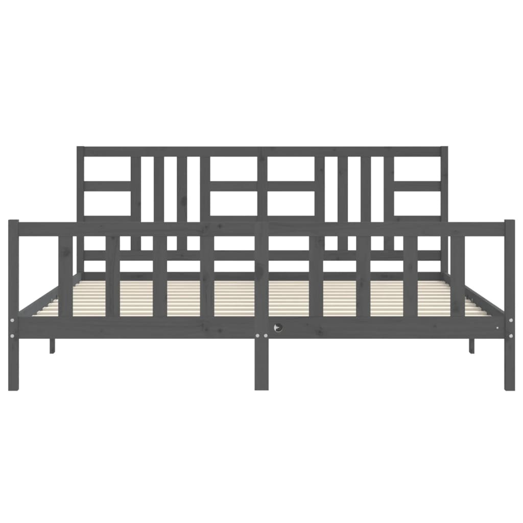 Bed Frame without Mattress Grey 200x200 cm Solid Wood Pine