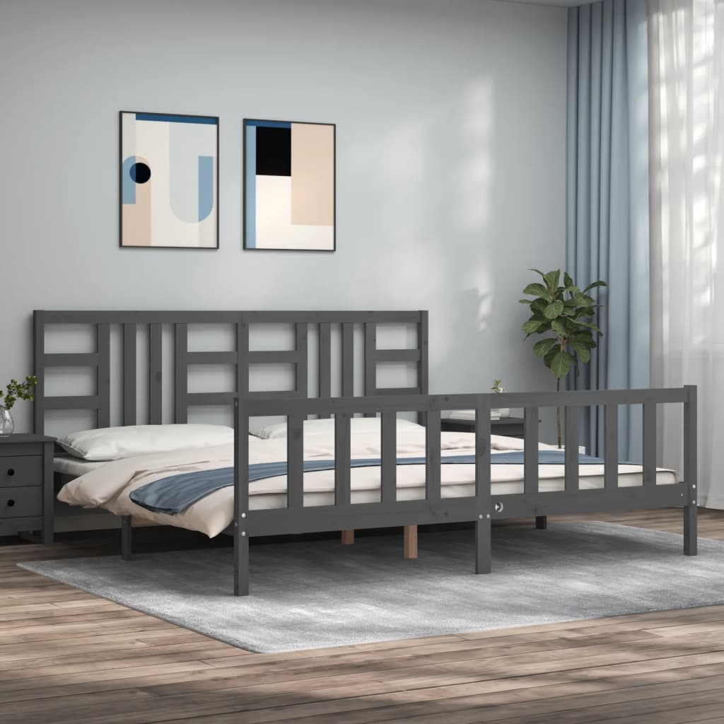 Bed Frame without Mattress Grey 200x200 cm Solid Wood Pine