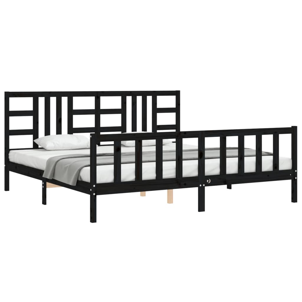 Bed Frame without Mattress Black 200x200 cm Solid Wood Pine