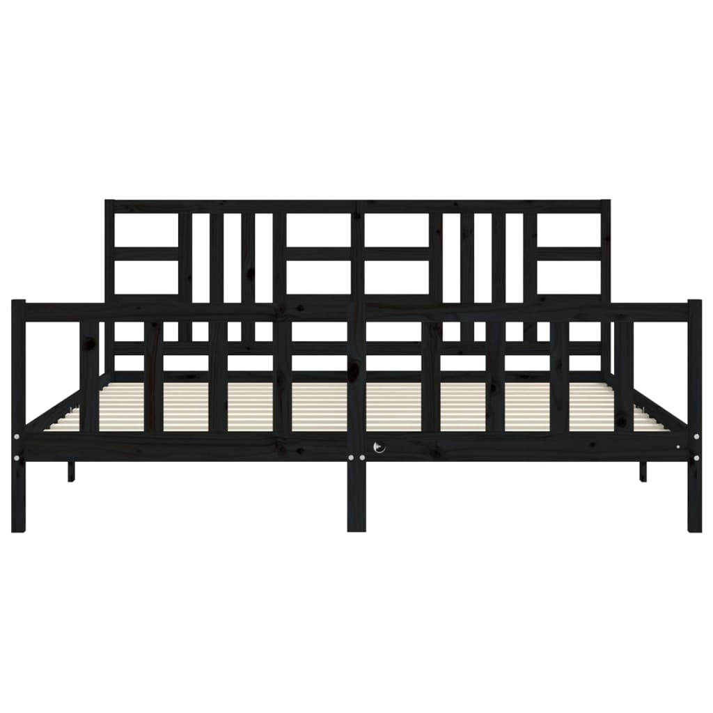 Bed Frame without Mattress Black 200x200 cm Solid Wood Pine