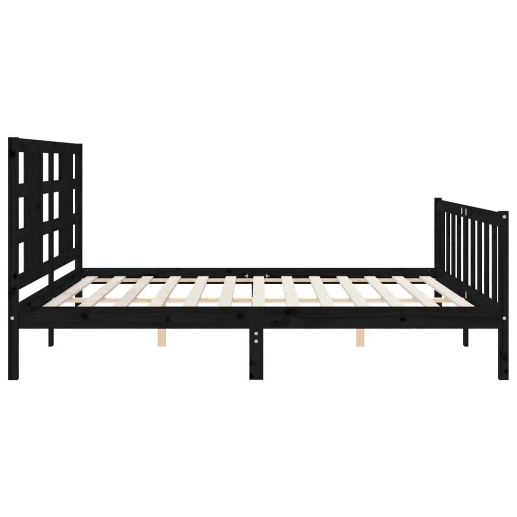 Bed Frame without Mattress Black 200x200 cm Solid Wood Pine