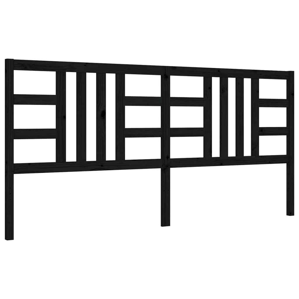 Bed Frame without Mattress Black 200x200 cm Solid Wood Pine