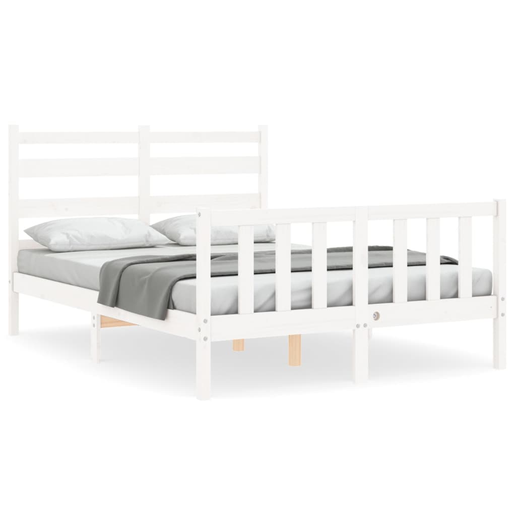 Bed Frame without Mattress White Small Double Solid Wood Pine