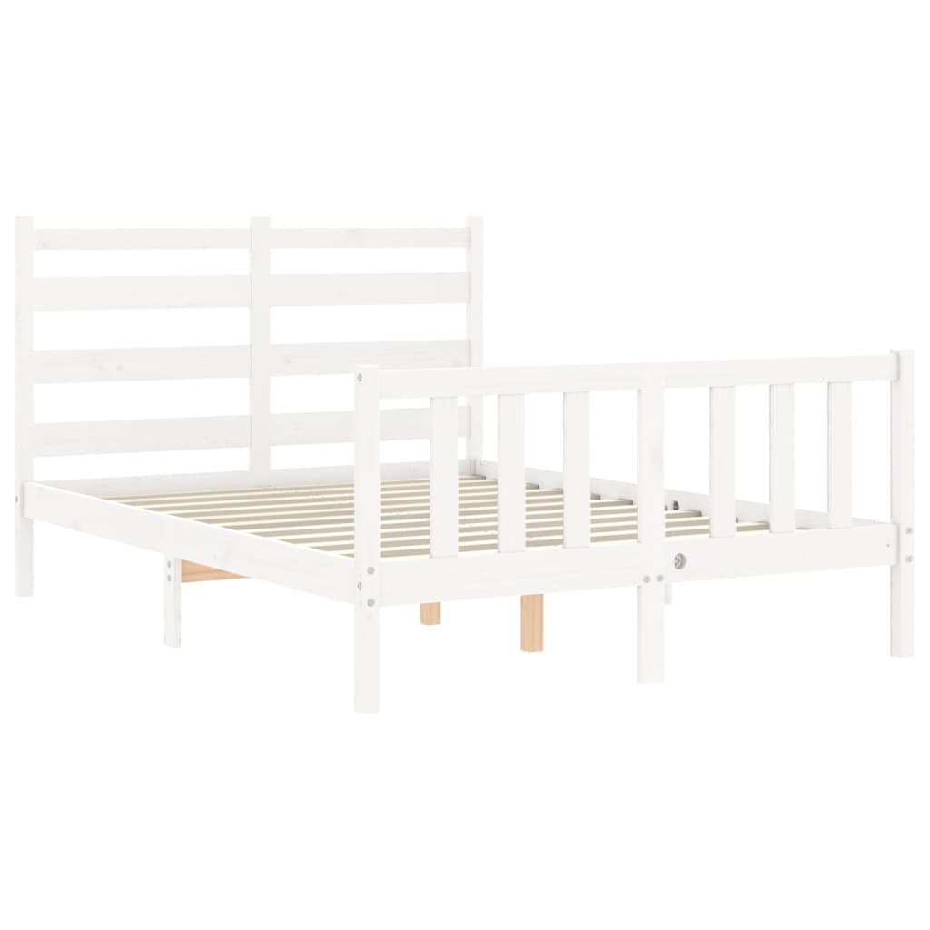 Bed Frame without Mattress White Small Double Solid Wood Pine