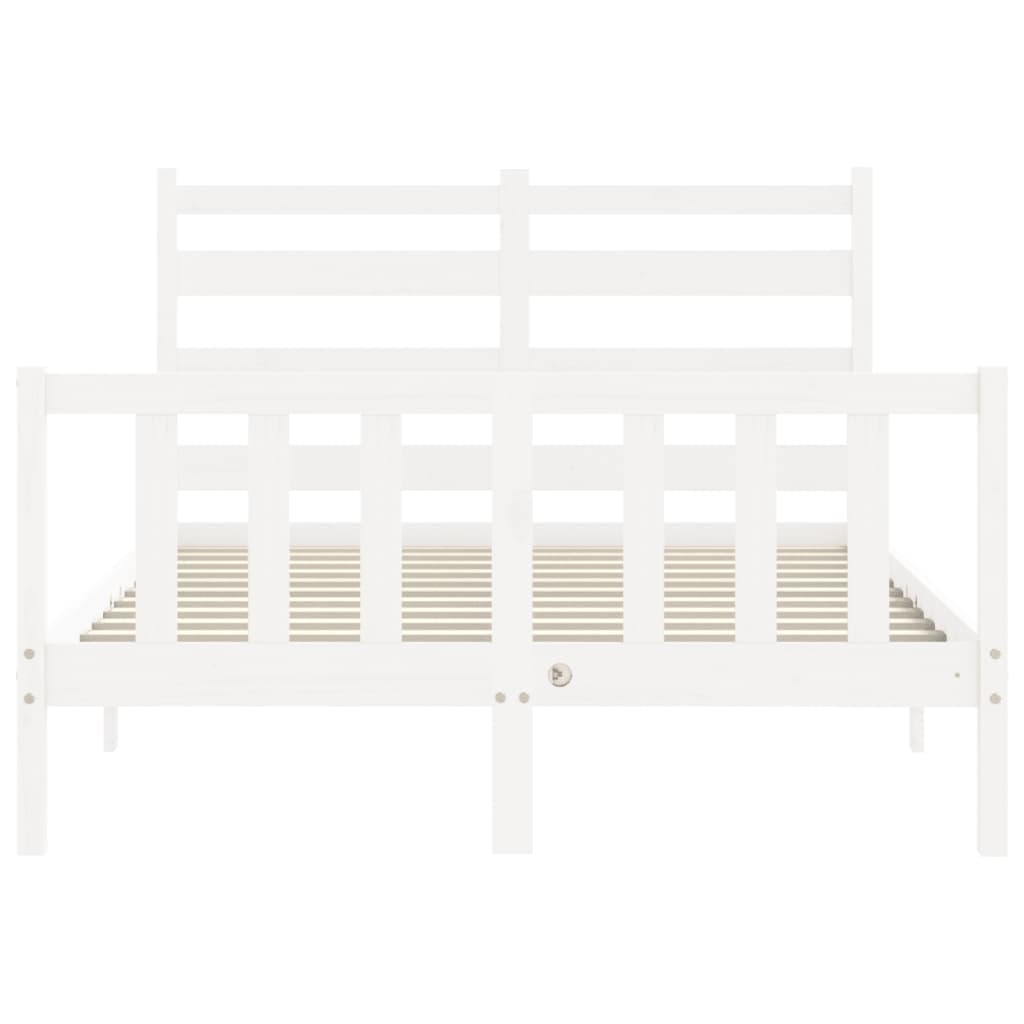 Bed Frame without Mattress White Small Double Solid Wood Pine