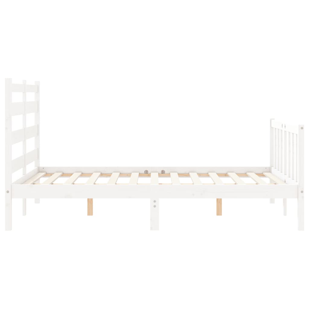 Bed Frame without Mattress White Small Double Solid Wood Pine