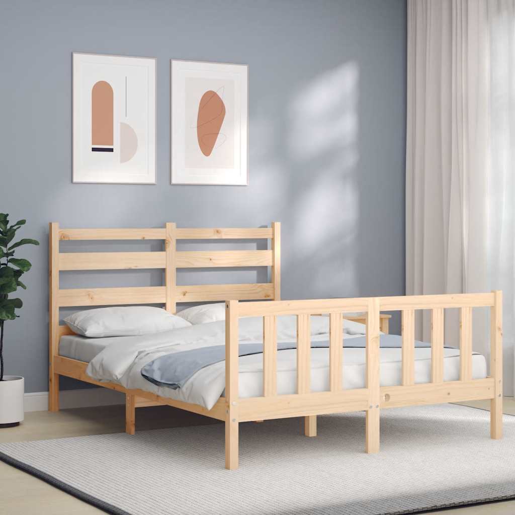 Bed Frame without Mattress 140x190 cm Solid Wood Pine