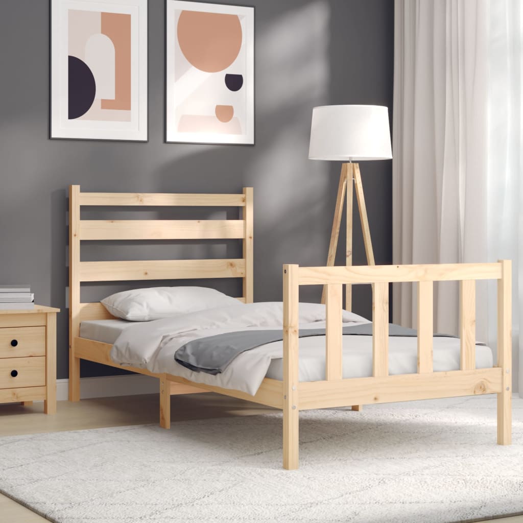 Bed Frame without Mattress 90x200 cm Solid Wood Pine