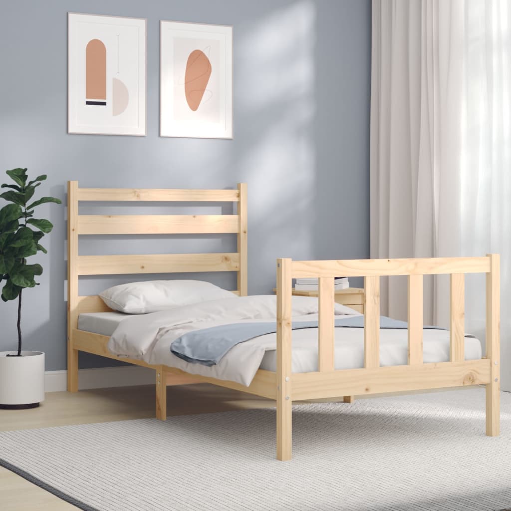 Bed Frame without Mattress 90x200 cm Solid Wood Pine