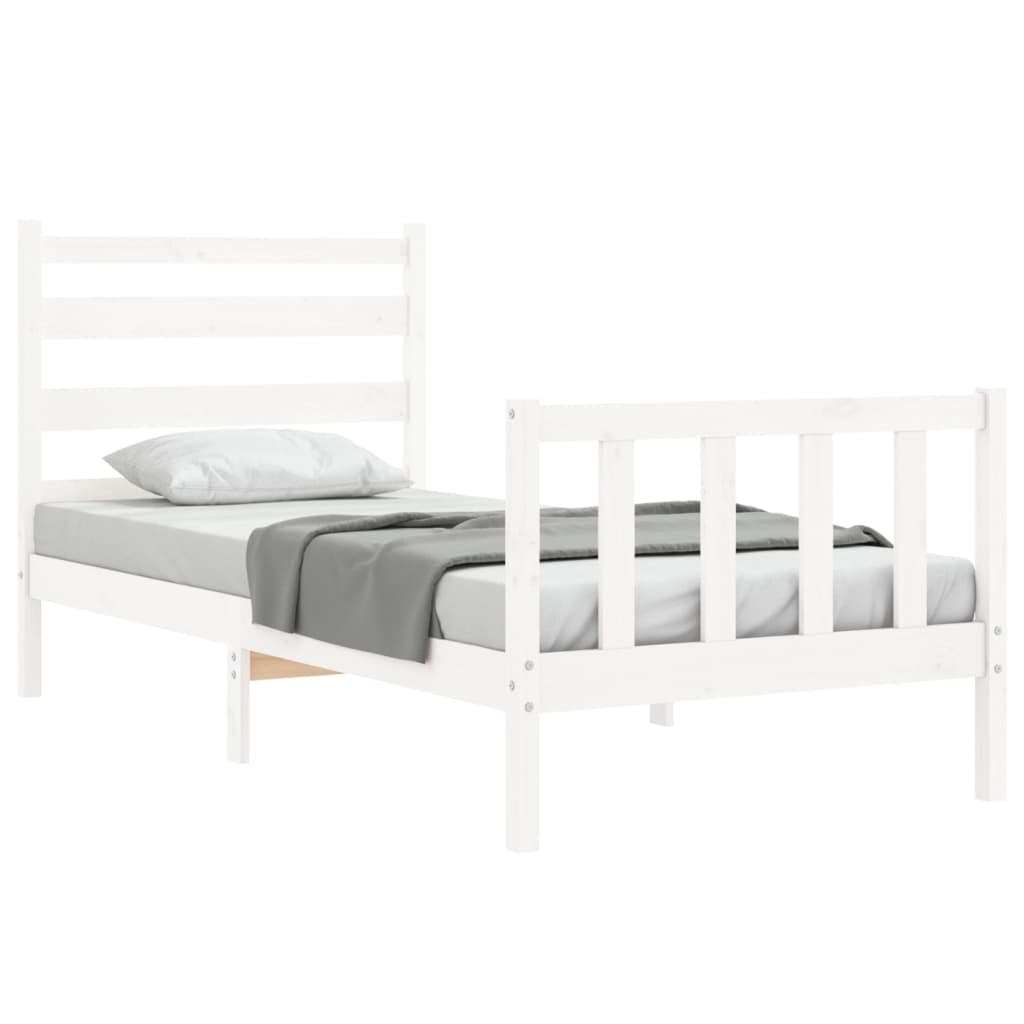 Bed Frame without Mattress White 100x200 cm Solid Wood Pine