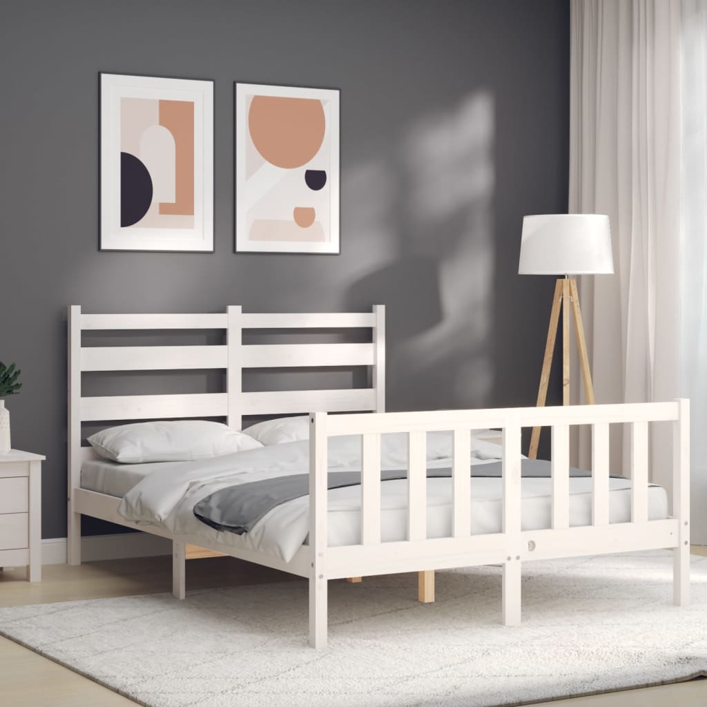 Bed Frame without Mattress White 120x200 cm Solid Wood Pine