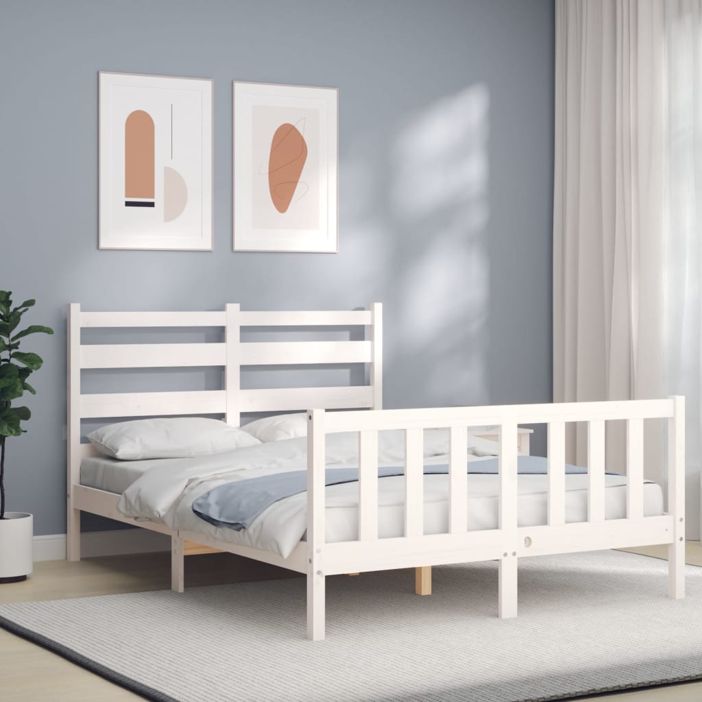 Bed Frame without Mattress White 120x200 cm Solid Wood Pine