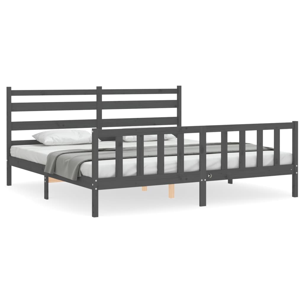 Bed Frame without Mattress Grey 200x200 cm Solid Wood Pine
