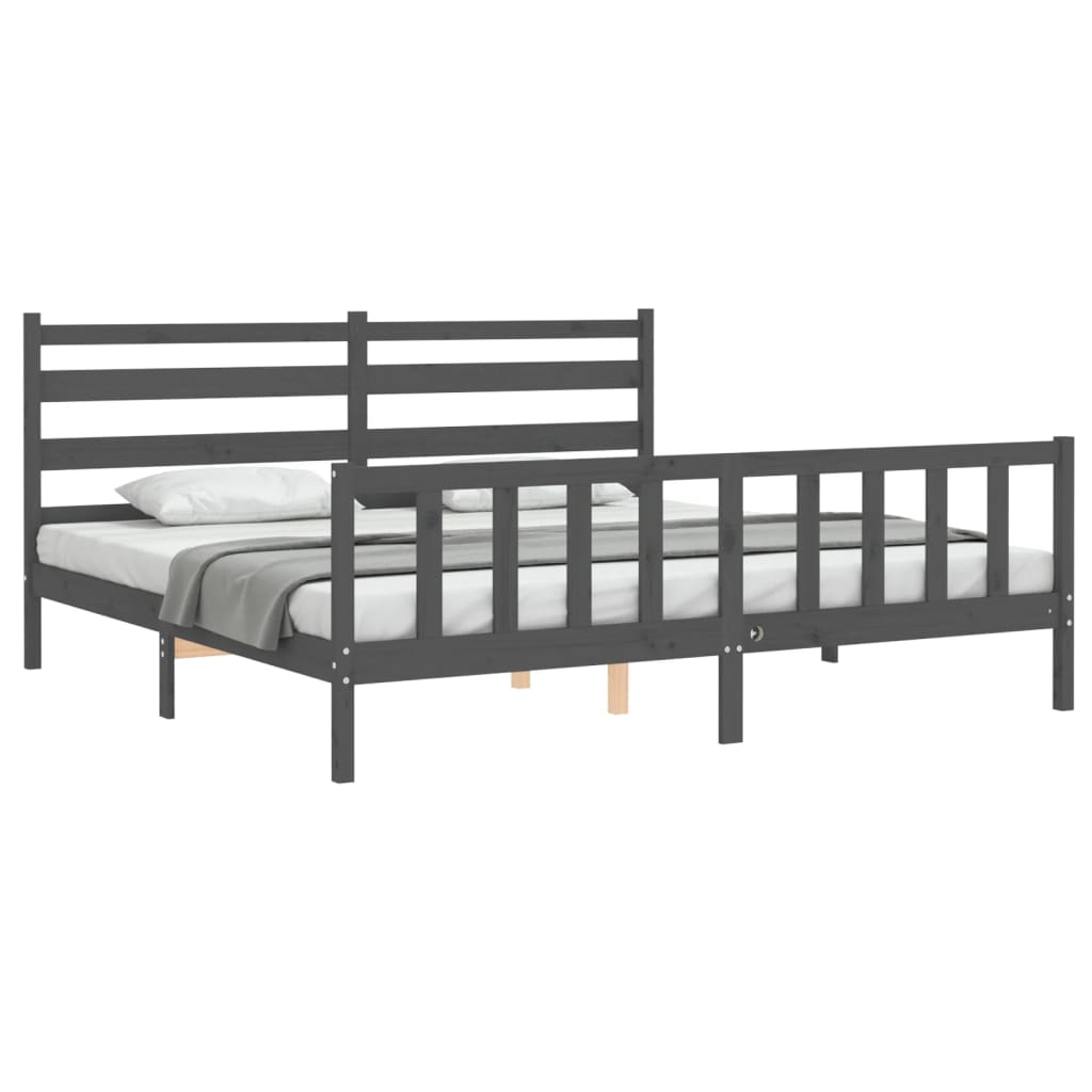 Bed Frame without Mattress Grey 200x200 cm Solid Wood Pine