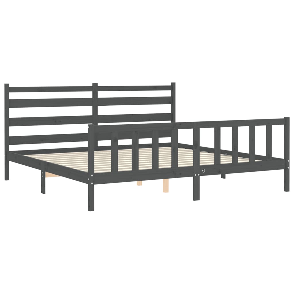 Bed Frame without Mattress Grey 200x200 cm Solid Wood Pine