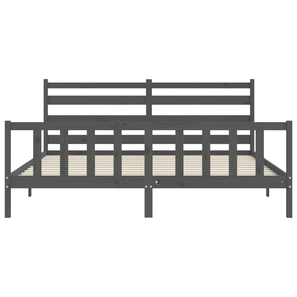 Bed Frame without Mattress Grey 200x200 cm Solid Wood Pine