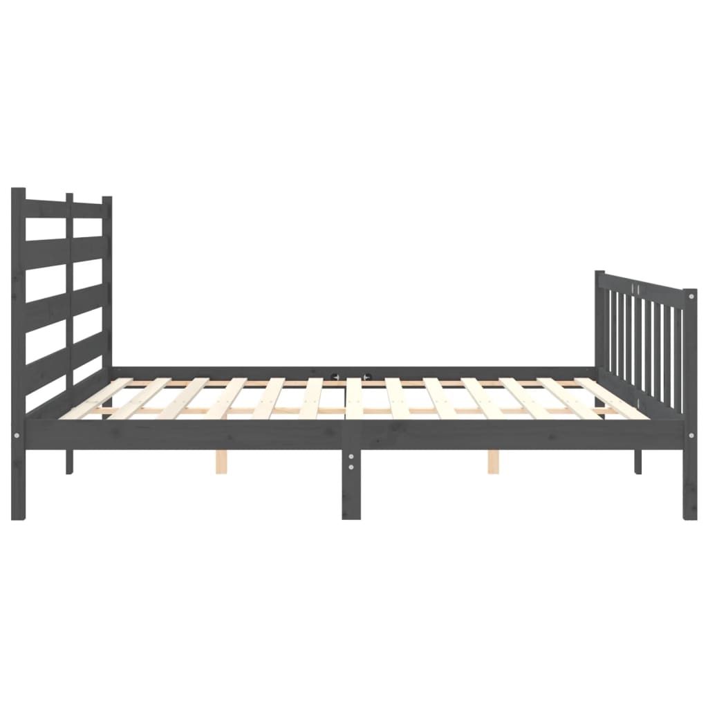 Bed Frame without Mattress Grey 200x200 cm Solid Wood Pine