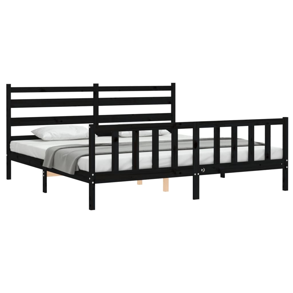 Bed Frame without Mattress Black 200x200 cm Solid Wood Pine