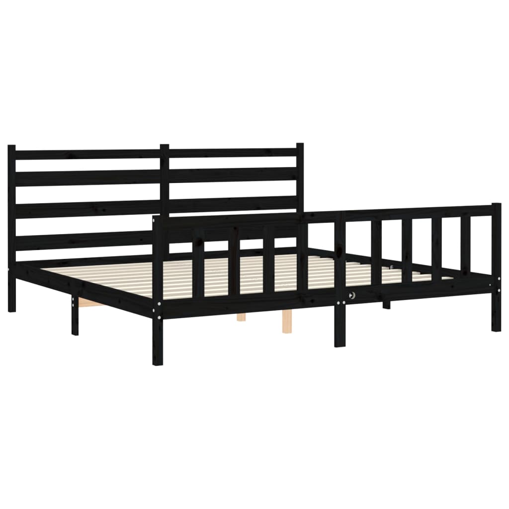 Bed Frame without Mattress Black 200x200 cm Solid Wood Pine