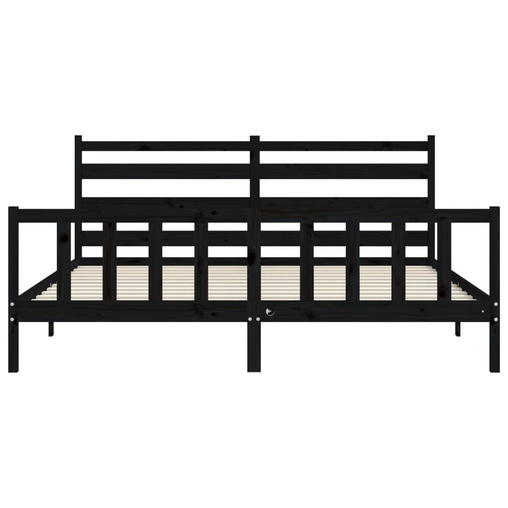 Bed Frame without Mattress Black 200x200 cm Solid Wood Pine