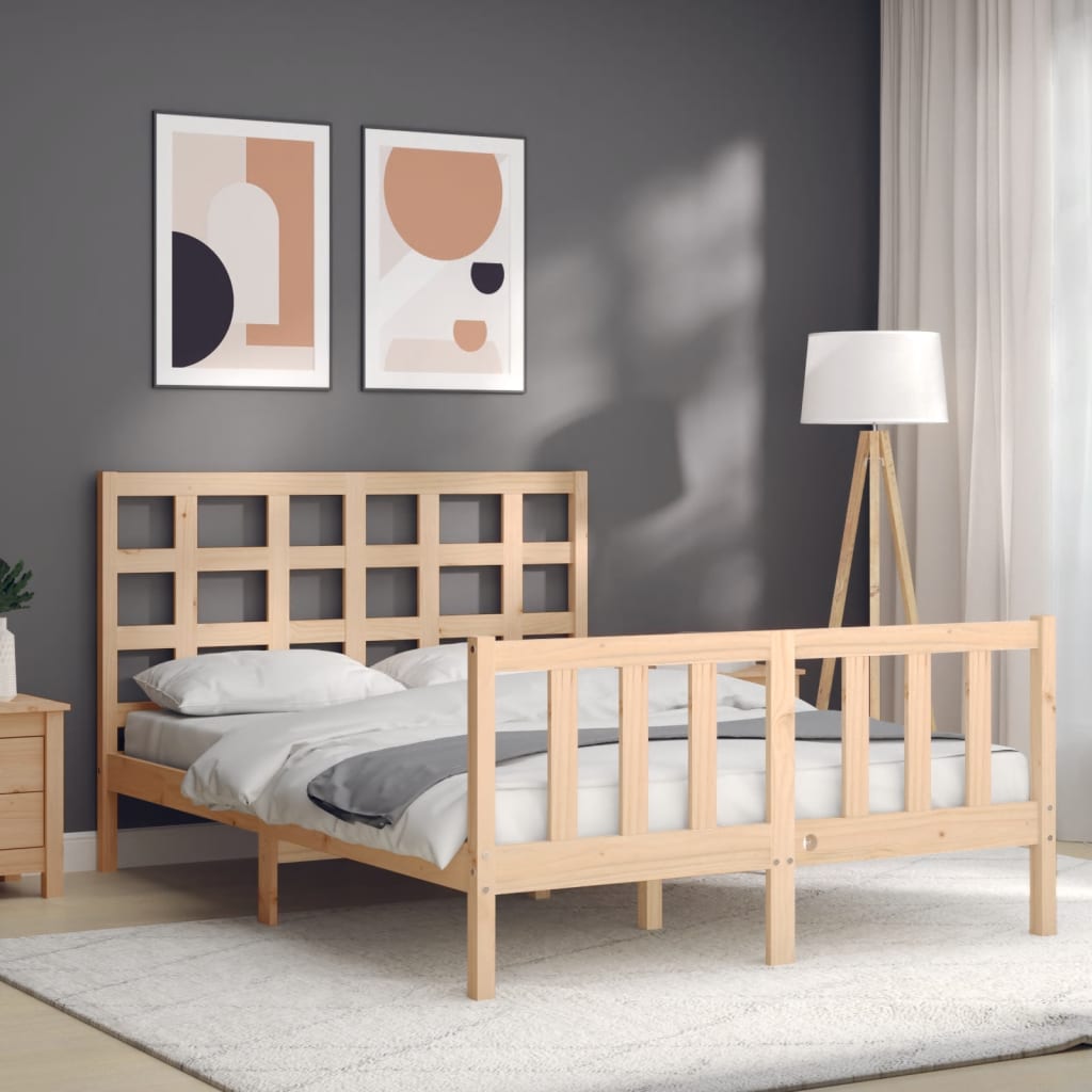 Bed Frame without Mattress 140x190 cm Solid Wood Pine