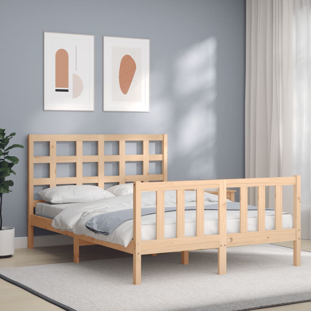 Bed Frame without Mattress 140x190 cm Solid Wood Pine