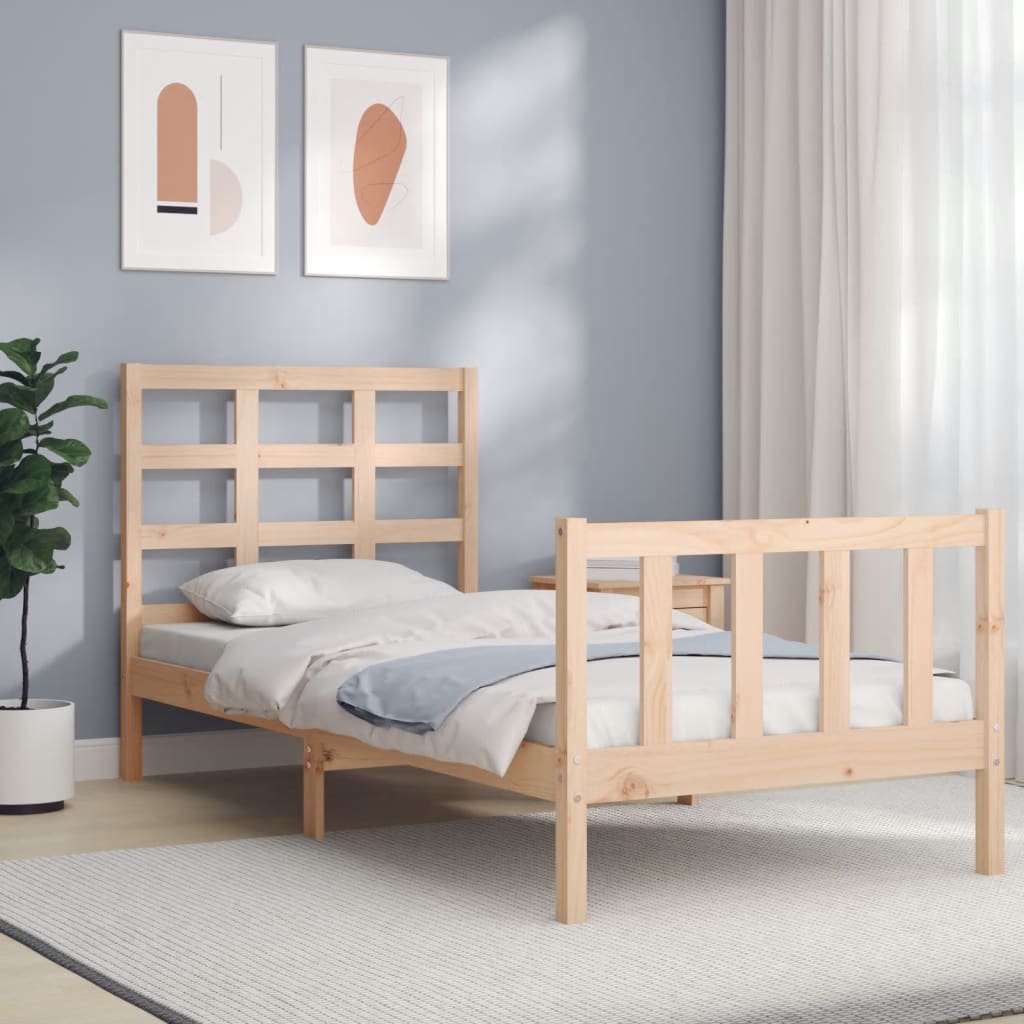 Bed Frame without Mattress 90x200 cm Solid Wood Pine