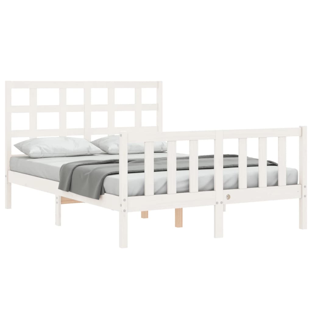 Bed Frame without Mattress White 120x200 cm Solid Wood Pine