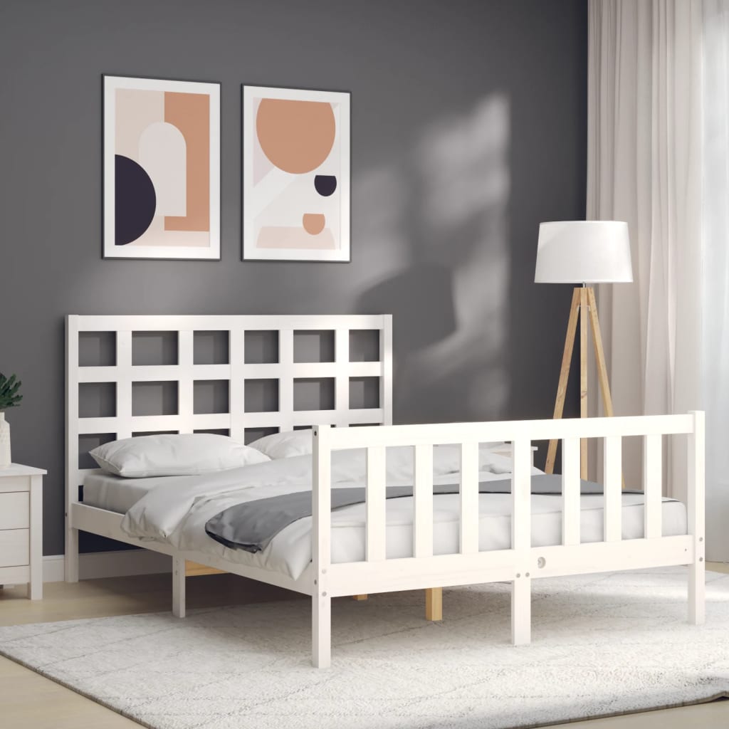 Bed Frame without Mattress White 120x200 cm Solid Wood Pine