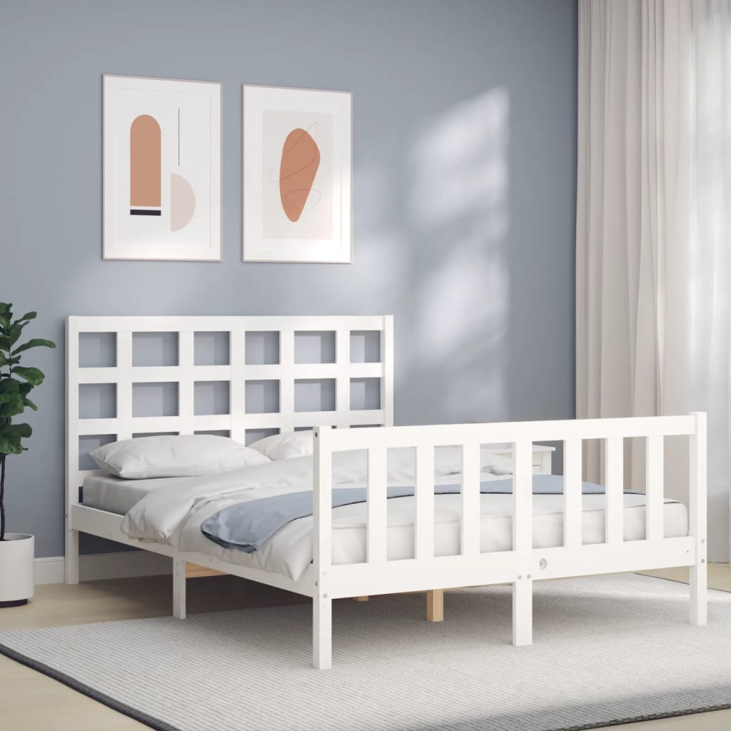 Bed Frame without Mattress White 120x200 cm Solid Wood Pine