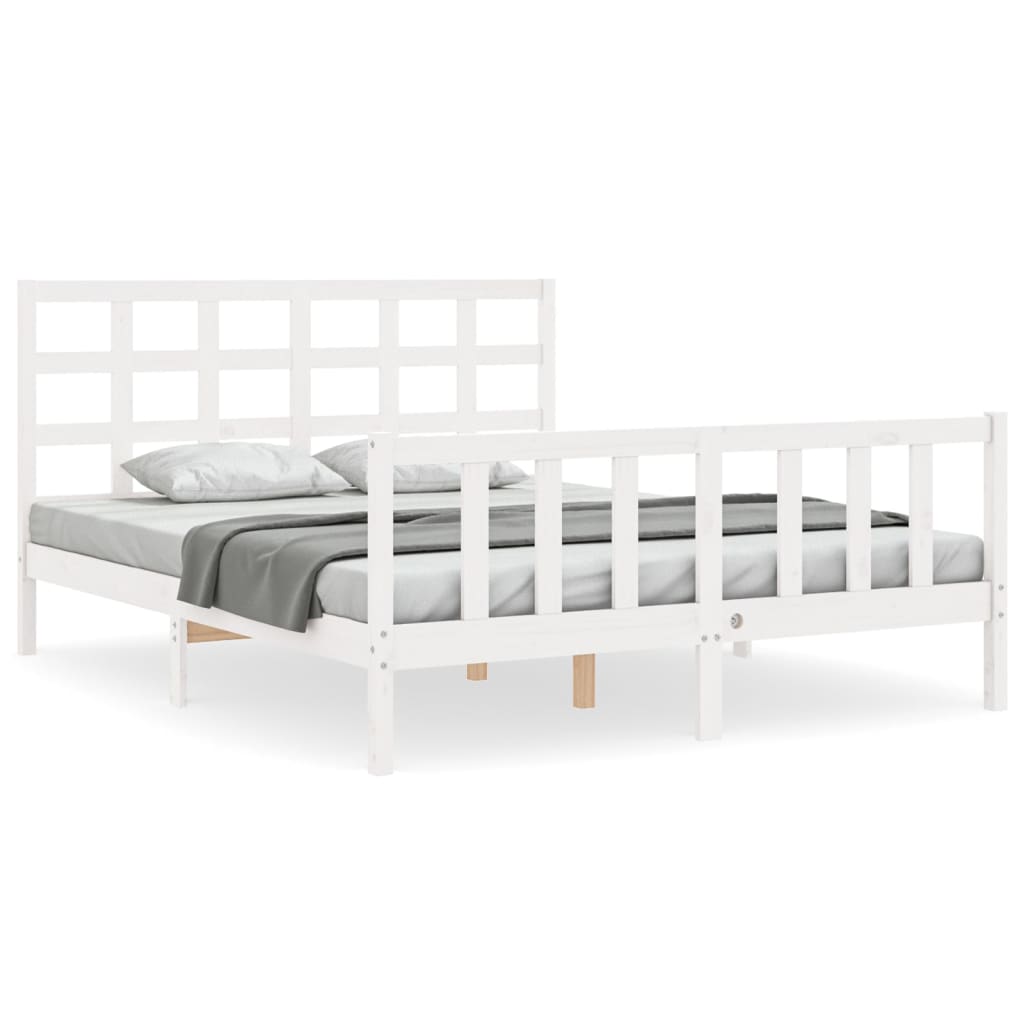 Bed Frame without Mattress White 160x200 cm Solid Wood Pine