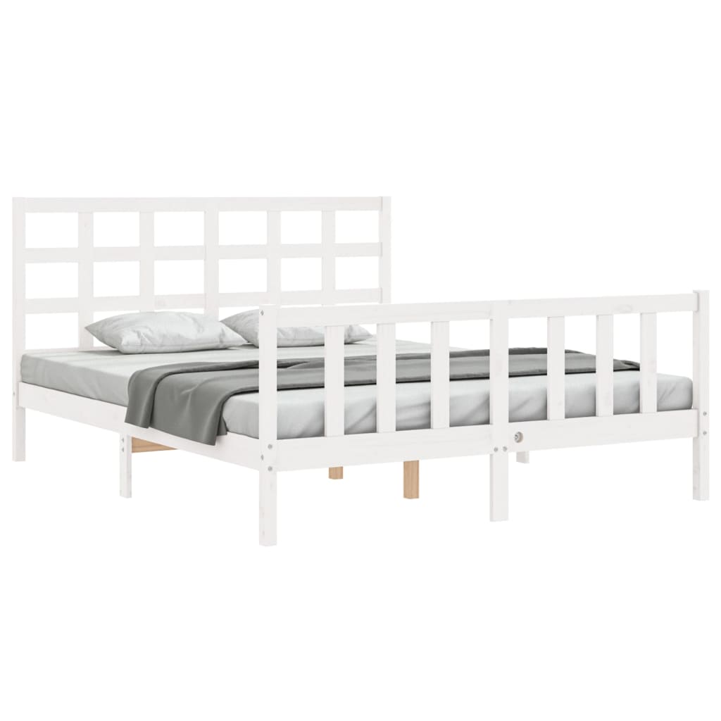 Bed Frame without Mattress White 160x200 cm Solid Wood Pine
