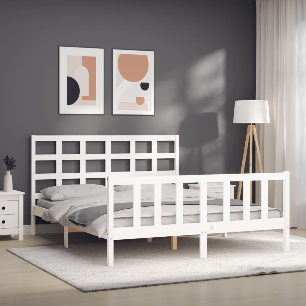 Bed Frame without Mattress White 160x200 cm Solid Wood Pine